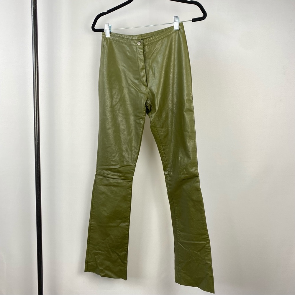 FRYE Olive Green Leather Green Vintage Pants